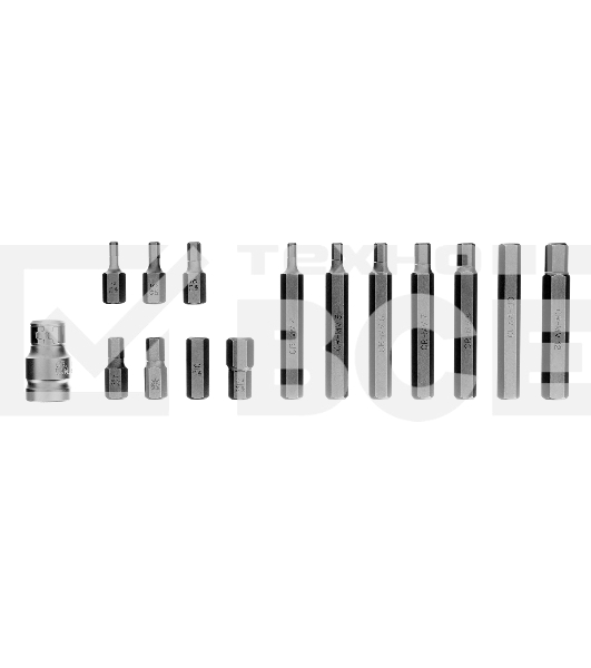Набор бит STELS 11313hex хвостовик-шестигранник 1/2'' crv 10мм 15предм.
