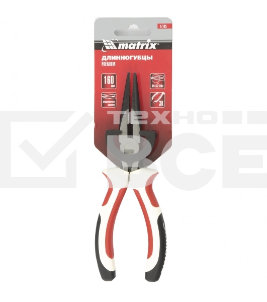 Длинногубцы MATRIX Premium, 160 мм прямые 17185