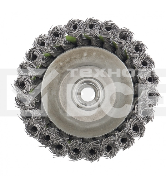 Щетка для УШМ Сибртех, 125 мм М14, чашка, крученая металлическая проволока 0,5 мм