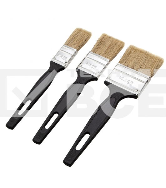 Набор кистей Сибртех флейцевых 3шт. (25 мм, 35 мм, 50мм), натуральная щетина, пластиковая ручка