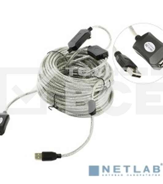Кабель Aopen/VCOM ACU823-25M Кабель-адаптер USB2.0-repeater, удлинительный активный <Am-->Af> 25м Aopen<ACU823-25M>
