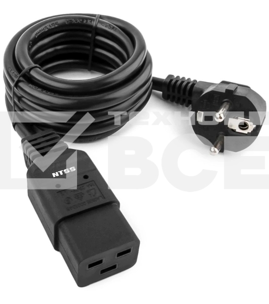 Шнур питания NTSS NTSS-PC19772 C19-Schuko проводник.:3x1.5мм2 3м 220/250В 16А черный