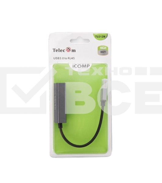 Кабель-переходник USB 3.0 (Am) --> LAN RJ-45 Ethernet 1000 Mbps, Aluminum Shell,Telecom <TU312M>