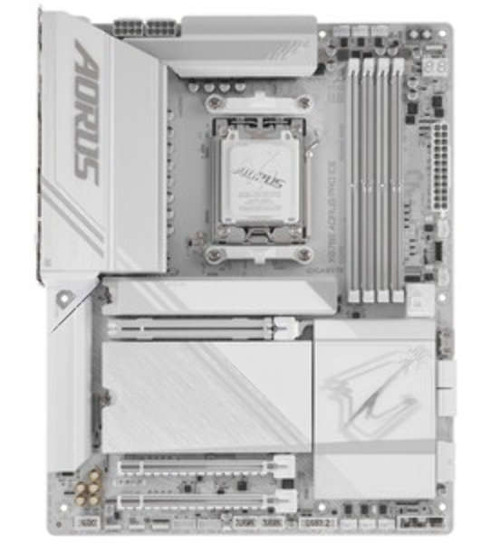Материнская плата Gigabyte X870E AORUS PRO X3D ICE, AM5, AMD X870E, 4xDDR5, 4xSATA, 4xM.2, 1xPCIe 5.0 x16, 1xPCIe 4.0 x16, 1xPCIe 3.0 x16, 1xHDMI, 1x5Gb LAN, Wi-Fi 7, Bluetooth 5.4, 2xUSB-C 40Gbps (USB4), 2xUSB-C 10Gbps, 5xUSB-A 10Gbps, 3xUSB-A 5Gbps, 3x3.5 мм + S/PDIF оптический, 7.1, белый, ATX