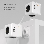 Розеточный блок 3-местный + 3 USB + беспроводная зарядка, фото4