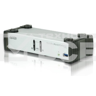 Переключатель, электрон., ATEN KVM+Audio+USB 3.0,  1 user USB+DP =>  2 cpu USB+DP, со шнурами DP 2x1.5м.+USB 2х1.8м., 3840x2160 30Hz, настол., исп.стандарт.шнуры, без OSD, некаскад., (DisplayPort ver 1.1)