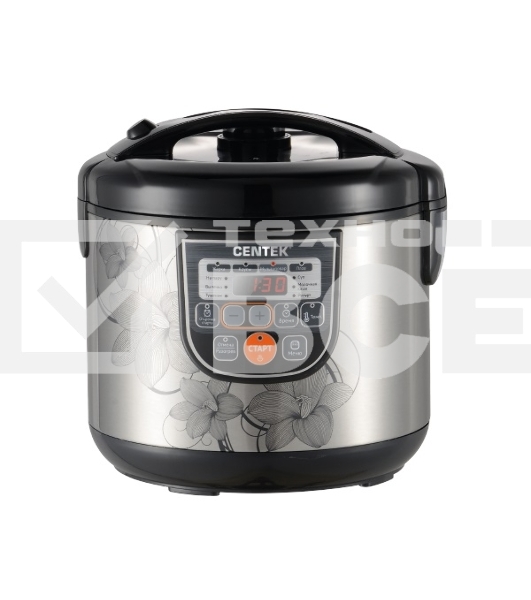 Мультиварка Centek CT-1498 (чёрный, сталь) 700Вт, 5.0л, 10 программ + 28 программ Мультишеф