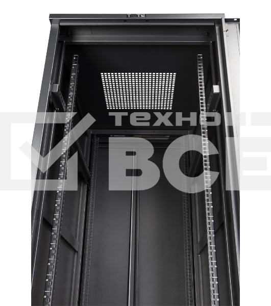 Шкаф коммутационный Lanmaster (TWT-CBB-18U-6X6-G1) напольный 18U 600x600мм пер.дв.стекл задн.дв.спл.стал.лист 2-хст. 2 бок.пан. 800кг черный IP20