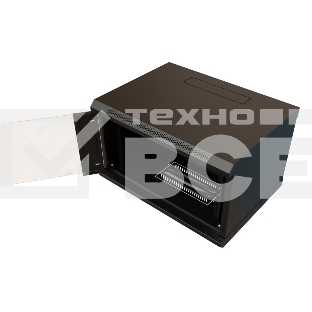 Шкаф коммутационный WRline (WR-TW-0945-GP-RAL9004) настенный 9U 600x450мм пер.дв.стекл 2 бок.пан. 60кг черный 370мм 500мм IP20 сталь