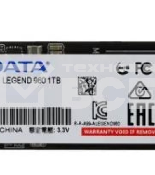 Накопитель SSD ADATA LEGEND 960, 1Tb, PCIe 4.0 x4, M.2 2280, NVMe, R/W 7400/6000, с радиатором
