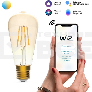Лампа светодиодная филаментная Gauss Smart Home DIM+CCT E27 ST64 Golden 6,5 Вт 2000-5500 К 1/10/40