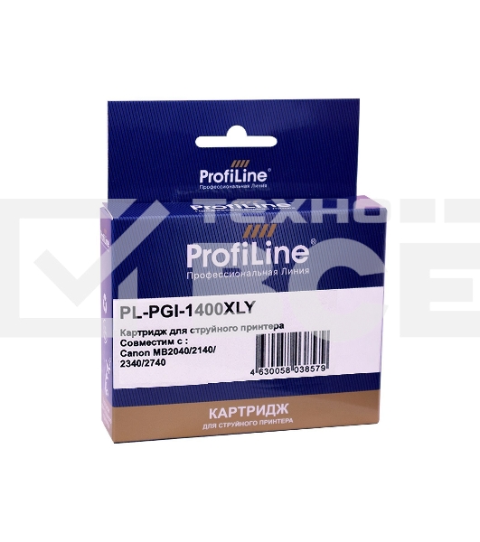 Струйный картридж PL-PGI-1400XLY для принтеров Canon MB2040/MB2140/MB2340/MB2740 с чернилами Yellow ProfiLine