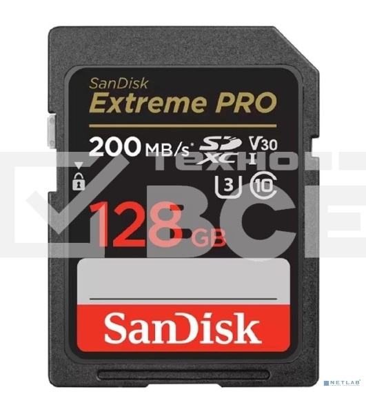 Карта памяти SanDisk Extreme PRO 128GB SDXC Memory Card 200MB/s