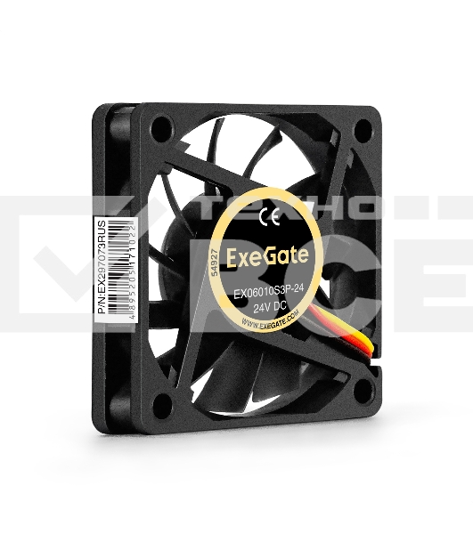 Вентилятор для корпуса ExeGate EX06010S3P-24 черный, 60 мм, 3000 об/мин, 24.1 дБ, 3 pin
