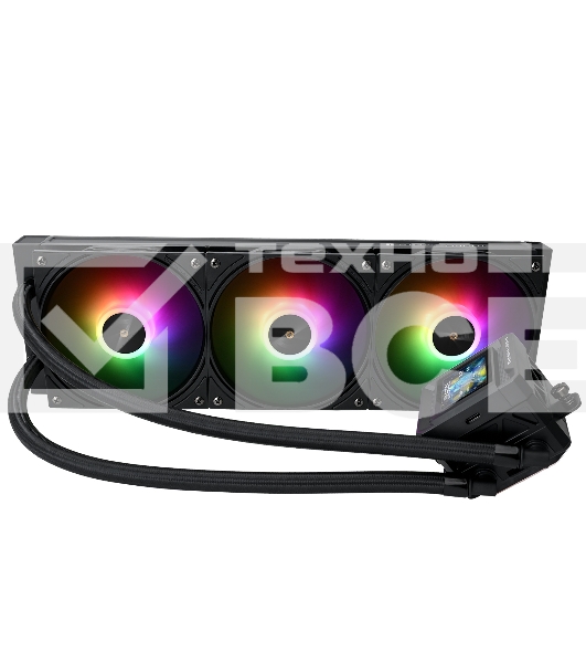 Водяное охлаждение для процессора Thermalright Frozen Warframe SE 360 ARGB Black (360mm, LED temp., Black, ARGB/ Fans: 3x120mm, 70.84CFM, 29.8dBA, 2000RPM/ Pump height 59mm, Rad thickness 27mm/ S: 1851, 1700, 1200, 115X, AM5, AM4)