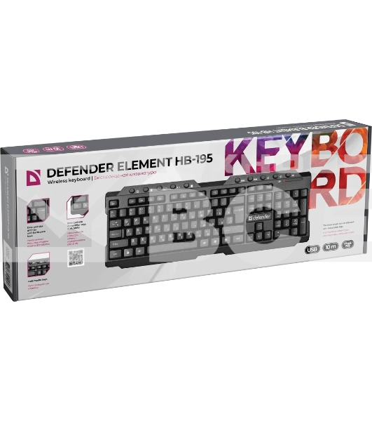 Клавиатура Defender Element HB-195 RU беспроводная USB черный