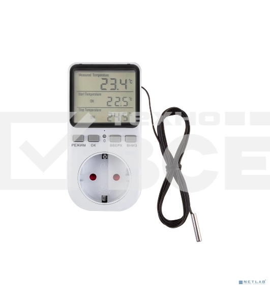 Терморегулятор цифровой 16А-01 в розетку, белый Rexant