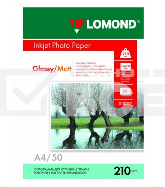 Фотобумага Lomond 0102021 A4/210г/м2/50л./белый глянцевое/матовое для струйной печати