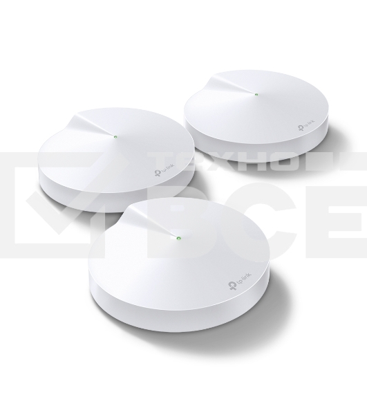 Маршрутизатор TP-Link TP-Link DECO M5(3-PACK) AC1300 Домашняя Wi-Fi система, чипсет Qualcomm, два диапазона (Dual-Band), поддержка стандартов 802.11ac/a/b/g/n, 717 МГц четырехъядерный процессор, Bluetooth 4.2, 2 гигабитных порта Ethernet, 1 порт USB Type-