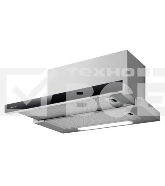 Вытяжка встраиваемая Jet Air BETTA 60/GR/BK / 60 см, 900 куб.м., кнопочное управление, серая + фронтальное черное стекло