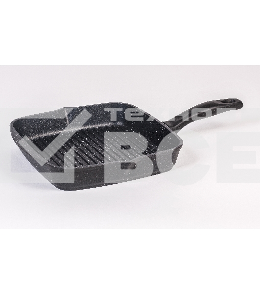 Сковорода - гриль квадратная 28 см, несъемн ручка 'Гранит черный' 68802