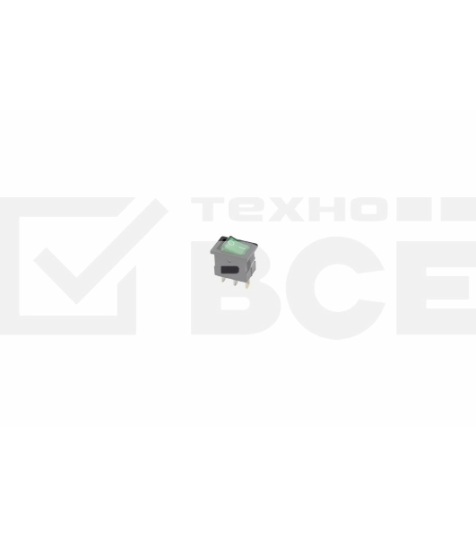 Выключатель клавишный 12V 15А (3с) ON-OFF зеленый с подсветкой Mini Rexant