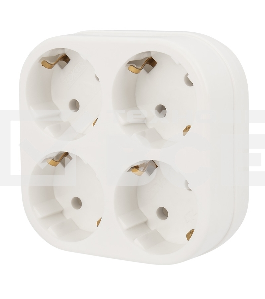 Четверник электрический Rexant 16 А с заземлением белый