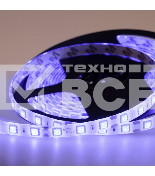 Лента LED силикон, 10 мм, IP65, SMD 5050, 60 LED/m, 12 V, цвет свечения синий