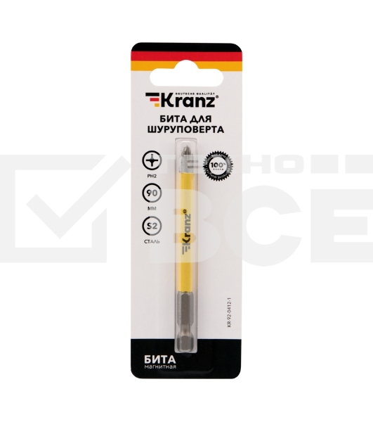 Бита для шуруповерта KRANZ PH2х90 мм