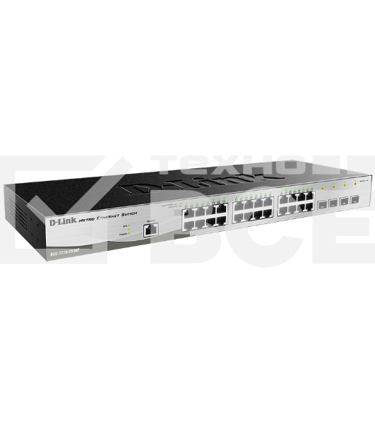 Коммутатор D-Link DGS-1210-28/ME/B2A, L2 Managed Switch with 24 10/100/1000Base-T ports and 4 1000Base-X SFP ports.16K Mac address, 802.3x Flow Control, 4K of 802.1Q VLAN, 802.1p Priority Queu