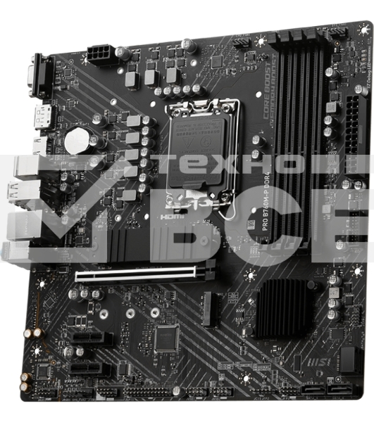 Материнская плата MSI PRO B760M-P DDR5, LGA 1700, Intel B760, 4xDDR5, 4xSATA, 2xM.2, 1xPCIe 4.0 x16, 2xPCIe 3.0 x1, 1xHDMI, 1xDP, 1xVGA, 1x1Gb LAN, 4xUSB-A 2.0, 1xUSB-A 3.2 Gen 1, 1xUSB-C 3.2 Gen 2, 3x3.5 мм, 7.1, mATX