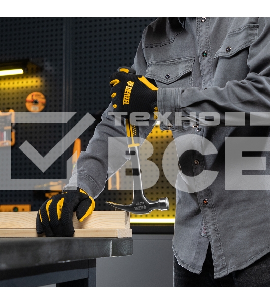 Молоток-гвоздодер Denzel 10423 450 г, цельнометаллический, двухкомпонентная рукоятка