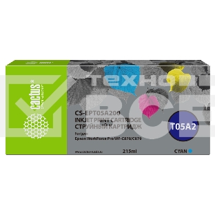 Картридж струйный Cactus CS-EPT05A200 (T05A2) голубой (215 мл) для Epson WorkForce Pro WF-C878/C879