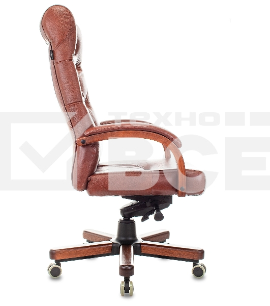 Кресло руководителя Бюрократ T-9928WALNUT светло-коричневый Leather Eichel, кожа, крестов. металл/дерево