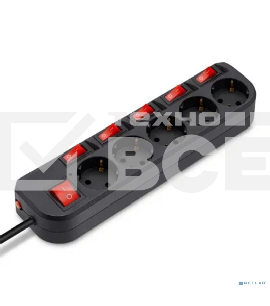 Сетевой фильтр Buro 500SH-3-SW-B 3м (5 розеток) черный (коробка)