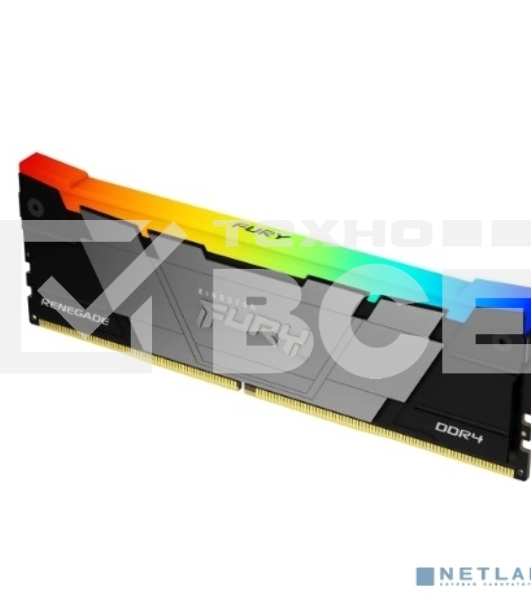 Оперативная память Kingston Fury Renegade, DDR4, 32GB (2x16GB), 3200MHz, CL16, с радиатором, RGB, серебристый/чёрный