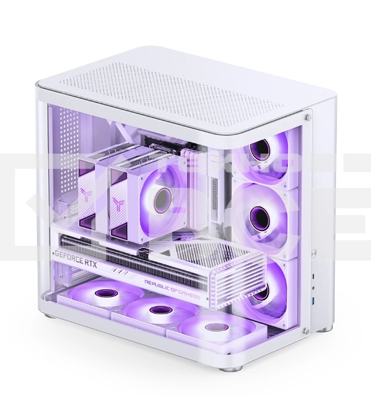 Корпус без блока питания JONSBO TK-2, Midi-Tower, TG, no fans, 1xUSB-A 3.2 + 1xUSB-C 3.2, ATX, mATX, mITX White