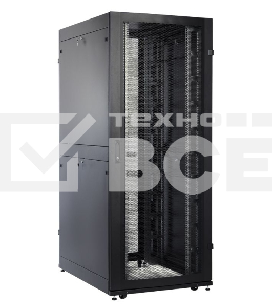 Шкаф серверный ПРОФ напольный 48U (800x1000) дверь перфорированная 2 шт., черный, в сборе (ШТК-СП-48.8.10-44АА-9005)