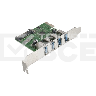 Контроллер ExeGate EXE-314 PCI-E 2.0, 4*USB3.0 ext, разъем доп.питания (OEM)