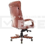 Кресло руководителя Бюрократ T-9928WALNUT светло-коричневый Leather Eichel, кожа, крестов. металл/дерево, фото5