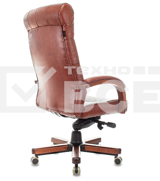 Кресло руководителя Бюрократ T-9928WALNUT светло-коричневый Leather Eichel, кожа, крестов. металл/дерево