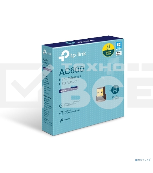 Адаптер TP-LINK Archer T2U NANO AC600 Nano Wi-Fi USB-адаптер