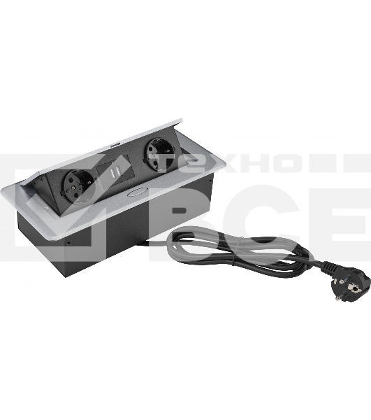 Розетка Cactus CS-SOCKET-EU/USBA-GY для столешницы серый