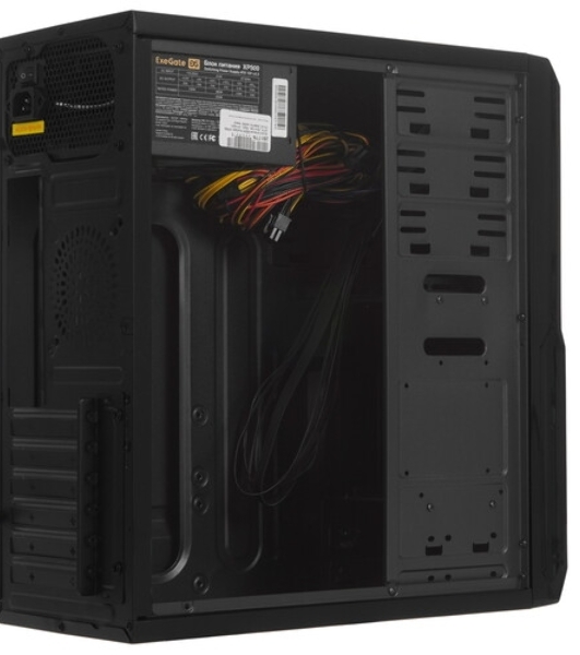 Компьютерный корпус ExeGate EX278399RUS Miditower ExeGate XP-329S Black, ATX, (XP500, Black,120мм), 2хUSB, Audio