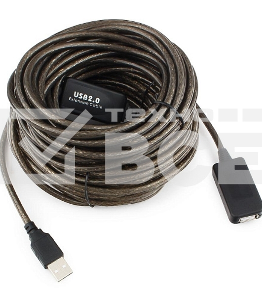 Кабель удлинитель USB 2.0 активный Cablexpert UAE-01-15M, AM/AF, 15м