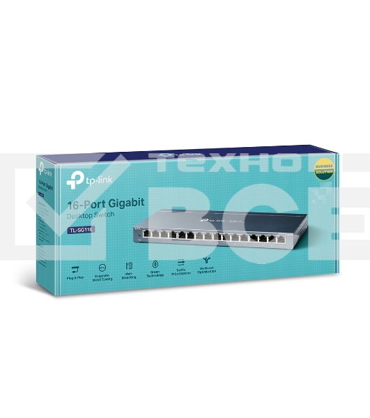 Коммутатор TP-LINK TL-SG116 16-портовый гигабитный настольный коммутатор