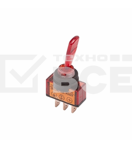 Тумблер 12V 20А (3c) ON-OFF однополюсныйс красной подсветкойRexant