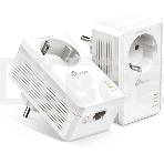 Сетевой адаптер TP-Link AV1000 Gigabit Passthrough Powerline Starter KitSPEED: 1000 Mbps PowerlineSPEC: Broadcom CPU, HomePlug AV2, 1+1 Gigabit PortFEATURE: Plug and Play, tpPLC Utility, Pair for More Security, Extra Power SocketKIT: 2× TL-PA7017P', фото 1