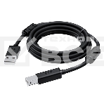 Кабель GCR PROF 3.0m USB 2.0, AM/BM, черный, ферритовые кольца, 28/24 AWG, экран, армированный, морозостойкий, GCR-52417, фото 1