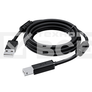 Кабель GCR PROF 3.0m USB 2.0, AM/BM, черный, ферритовые кольца, 28/24 AWG, экран, армированный, морозостойкий, GCR-52417